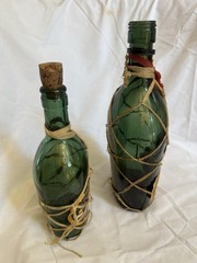 Vintage Lagosta Rosé Wine Bottle Pair Portugal Raffia Covered 2 Sizes
