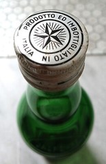 vtg emerald green Jac Poust wine bottle with screw cap