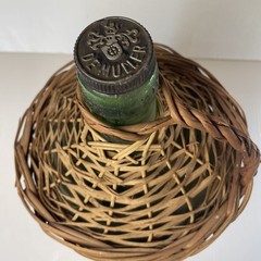 Vtg Wicker Wrapped Demijohn De Muller Viresa Spain Green Glass Wine Bottle 13.5”