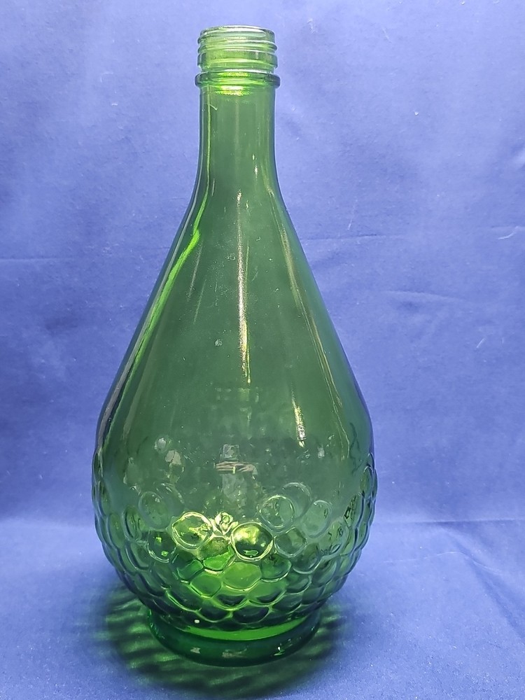 Gallo Half Gallon Green Glass Bottle Embossed Grapes & Vines Vintage Vtg Vase