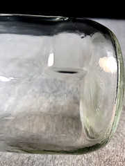 Embossed Since 1852 Glass 7” Wine Bottle Carafe Paul Masson w/Rectangle Lug