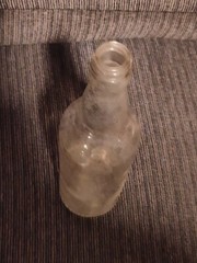 Vintage Clear Glass Empty F.G. Wine Bottle 4/5 Quart Used