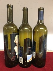 3 EMPTY Vintage Marilyn Monroe Norma Jeane Young Merlot Empty Wine Bottles