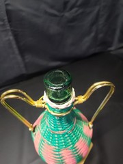 MCM Viresa Plastic Woven Wicker Wine Bottle Jug with Double Handle Empty