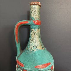 Vintage Medea Ceramic Turquoise Wine Bottle Decanter Jug Boho MCM Table Decor